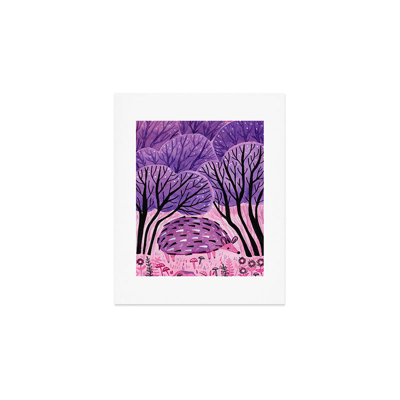 Purple Hedgehog Art Print Gallery Image 1