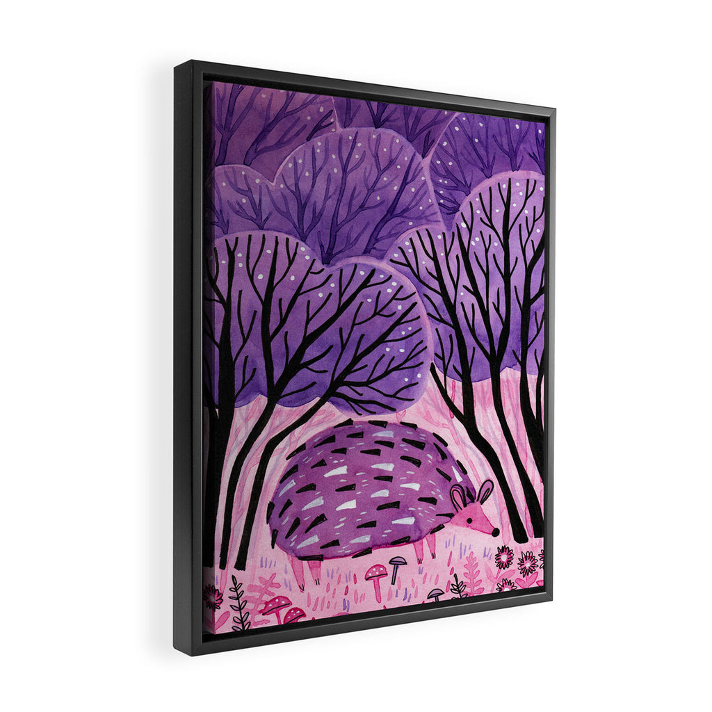 Purple Hedgehog Framed Canvas Print Gallery Image 2