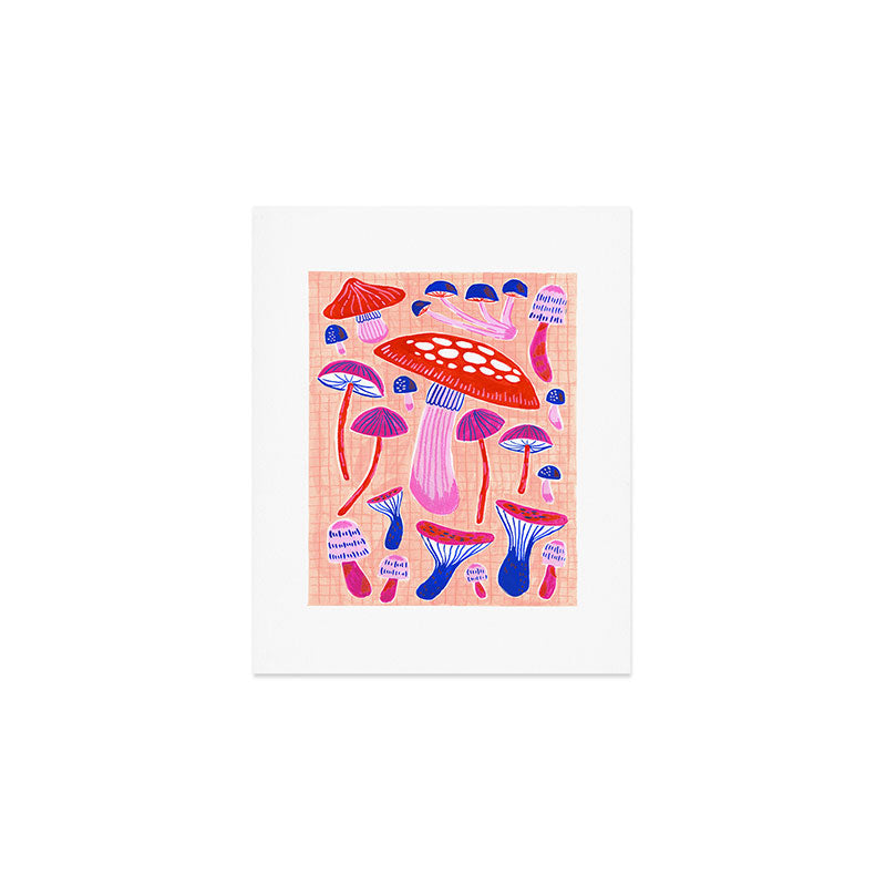 Red and Pink Mushrooms  Art Print Gallery Image 1