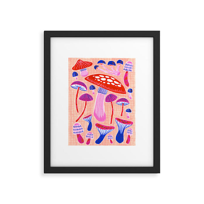 Red and Pink Mushrooms  Framed Art Print Gallery Image 1