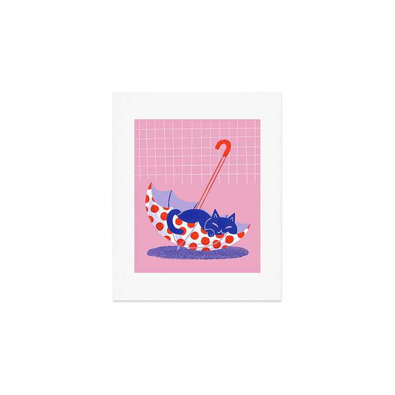 Umbrella Cat Art Print Gallery Image 1