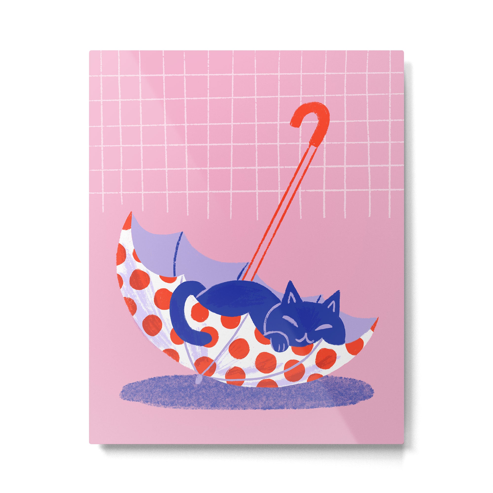 Umbrella Cat Metal Print Gallery Image 6