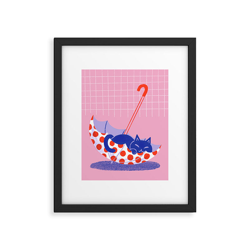 Umbrella Cat Framed Art Print Gallery Image 6