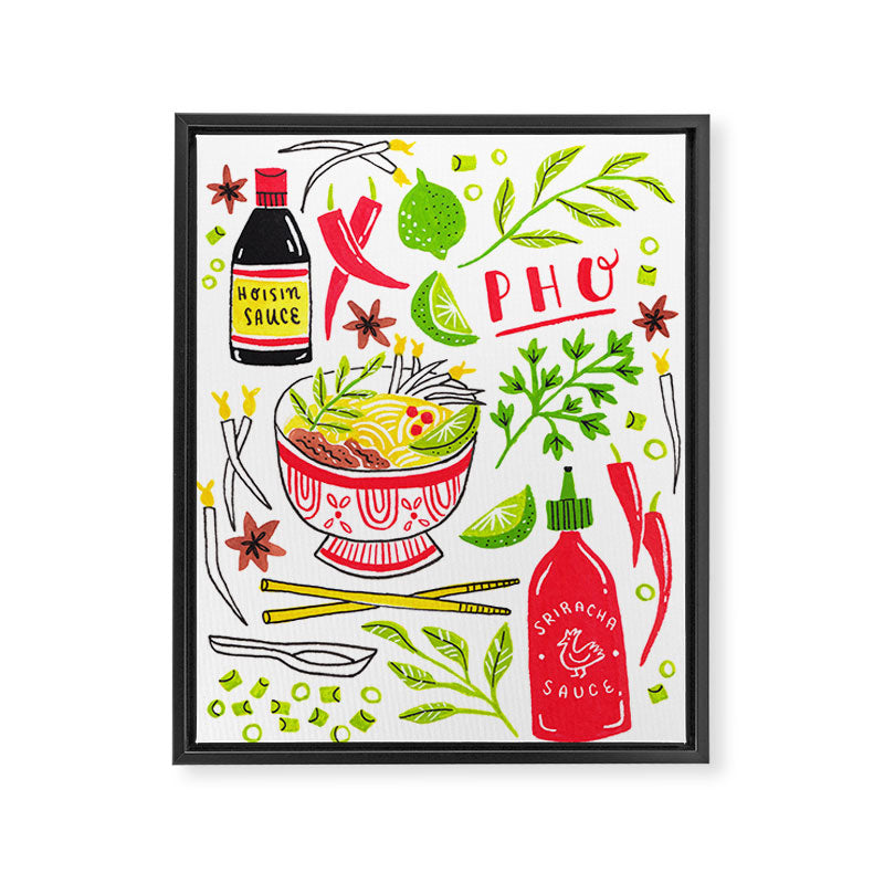 Vietnamese Pho Soup Sriracha Framed Canvas Print Gallery Image 6