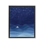 blue ocean waves, sailboat ocean stars Framed Canvas Print Gallery Image 6