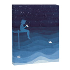 Boy with paper boats, blue Canvas Print Gallery Image 6