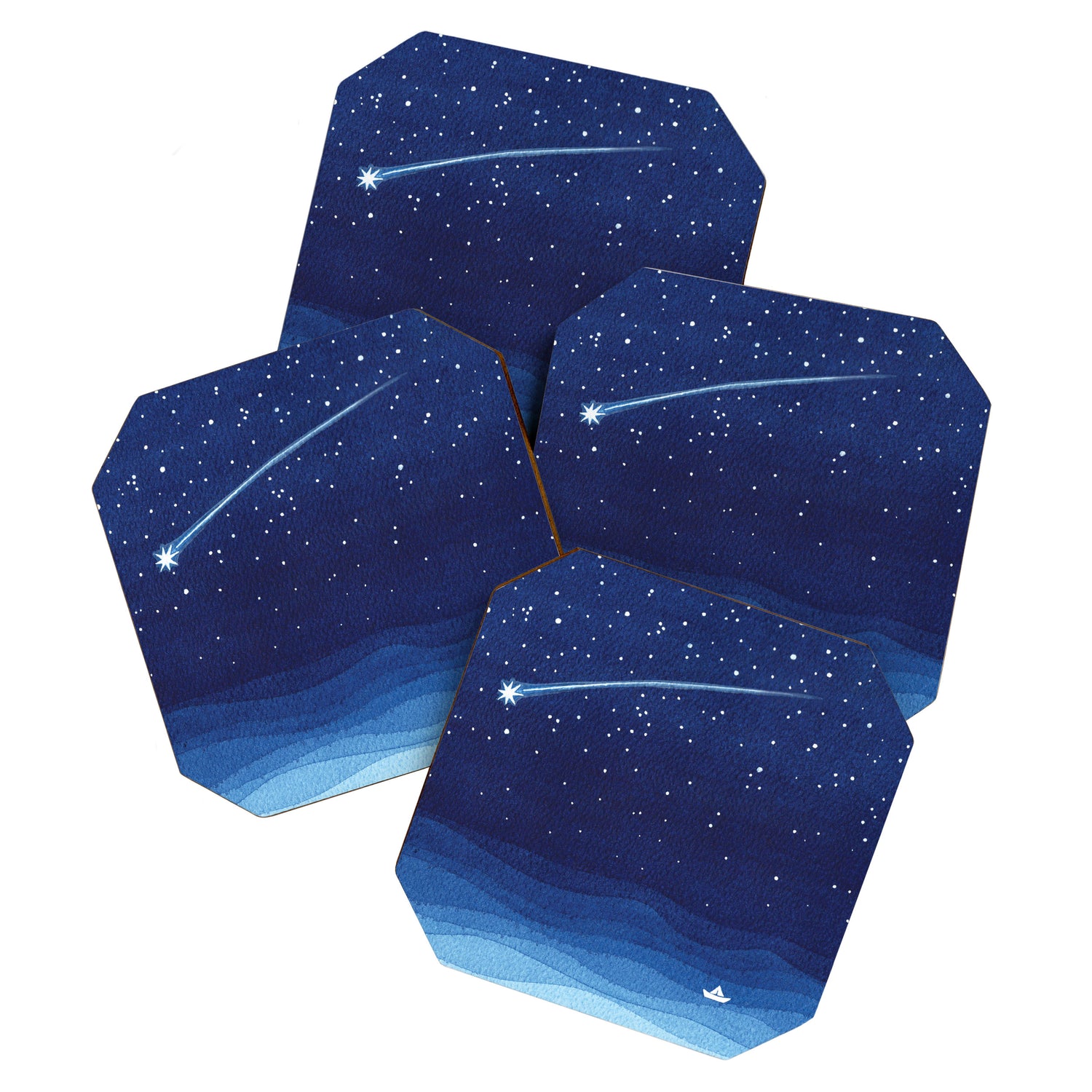 Falling star, shooting star, sailboat ocean waves blue sea Coaster Gallery Image 1