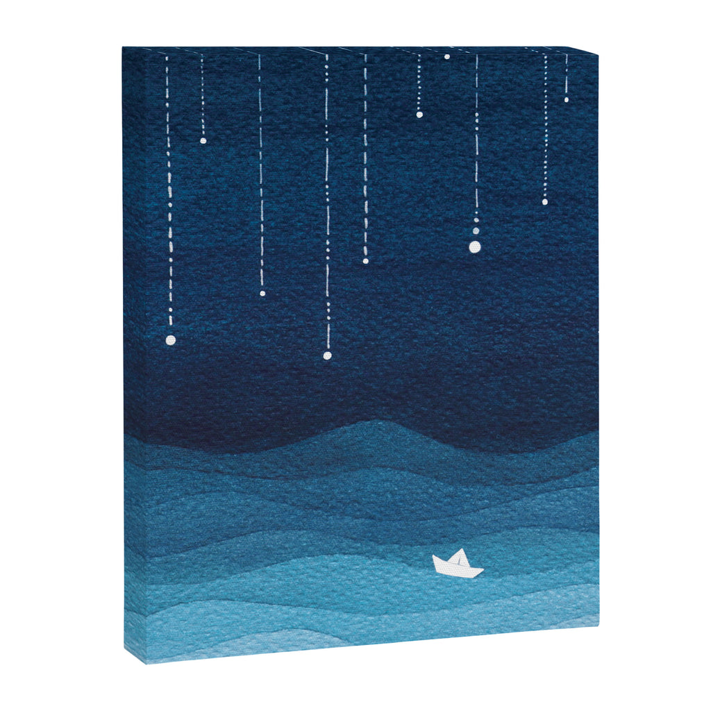 Falling stars, blue, sailboat, ocean Canvas Print Gallery Image 8