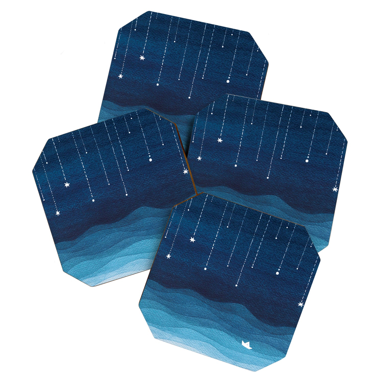 Falling stars, blue, sailboat, ocean Coaster Gallery Image 1