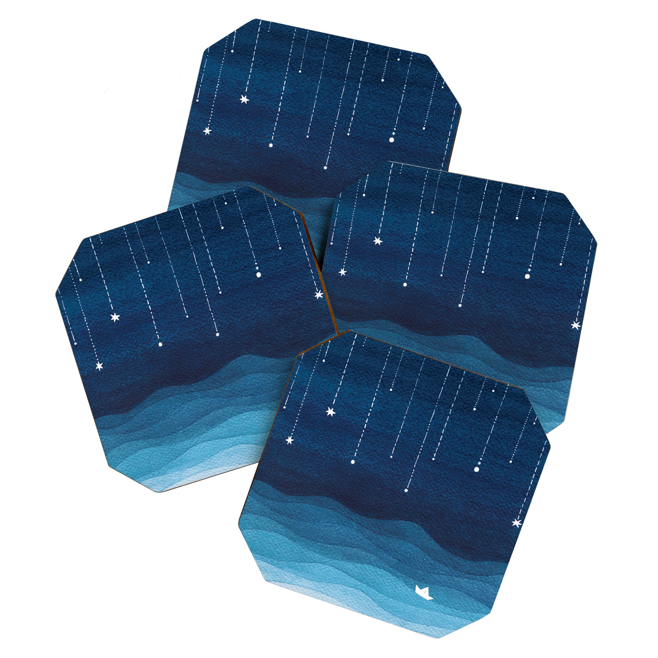 Falling stars, blue, sailboat, ocean Coaster Gallery Image 1