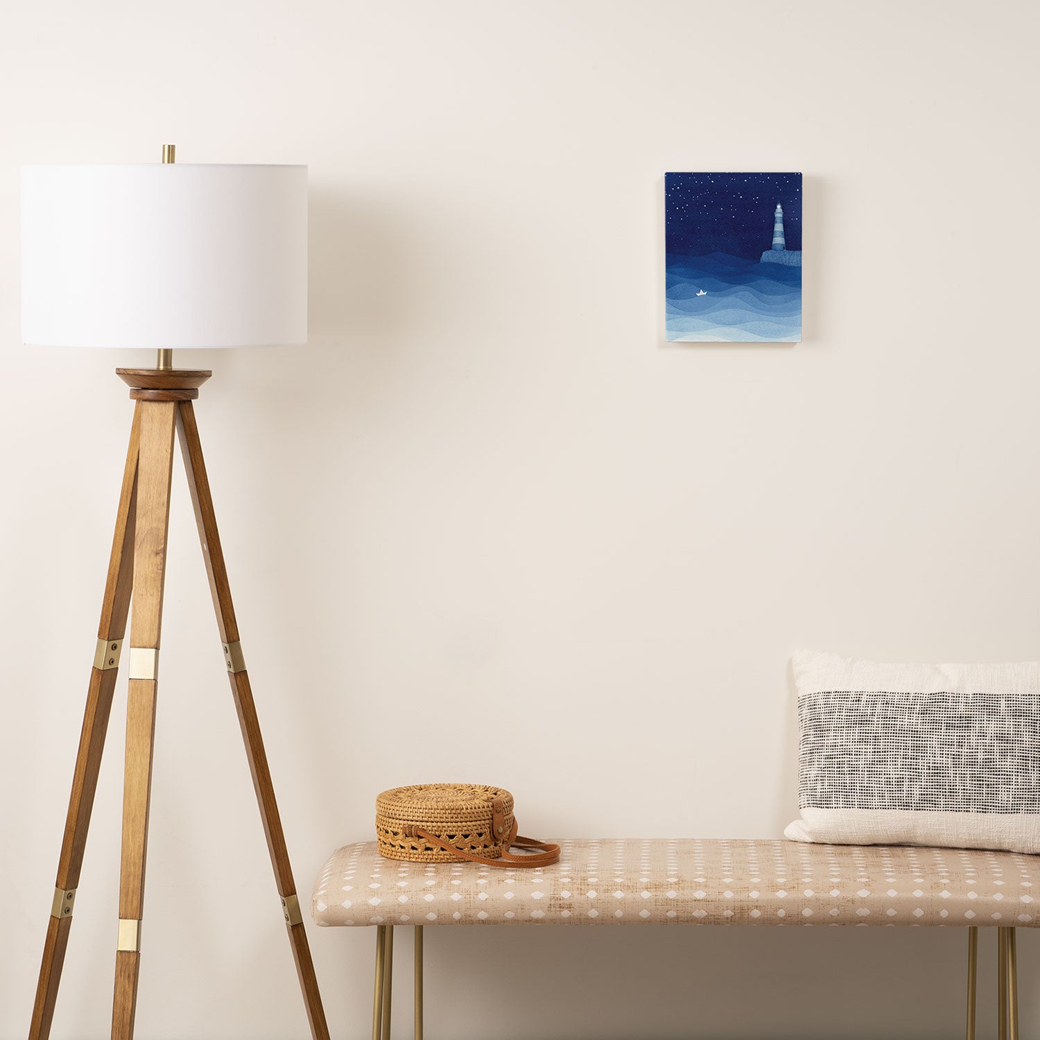 Lighthouse & the paper boat, blue ocean Canvas Print Gallery Image 2