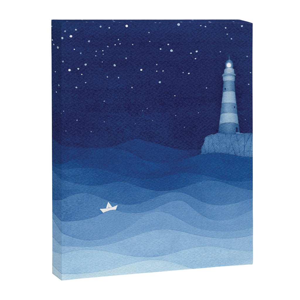 Lighthouse & the paper boat, blue ocean Canvas Print Gallery Image 6