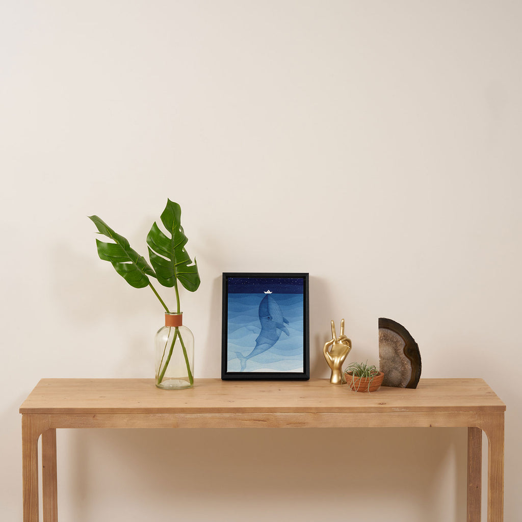 Whale blue ocean Framed Canvas Print Gallery Image 4