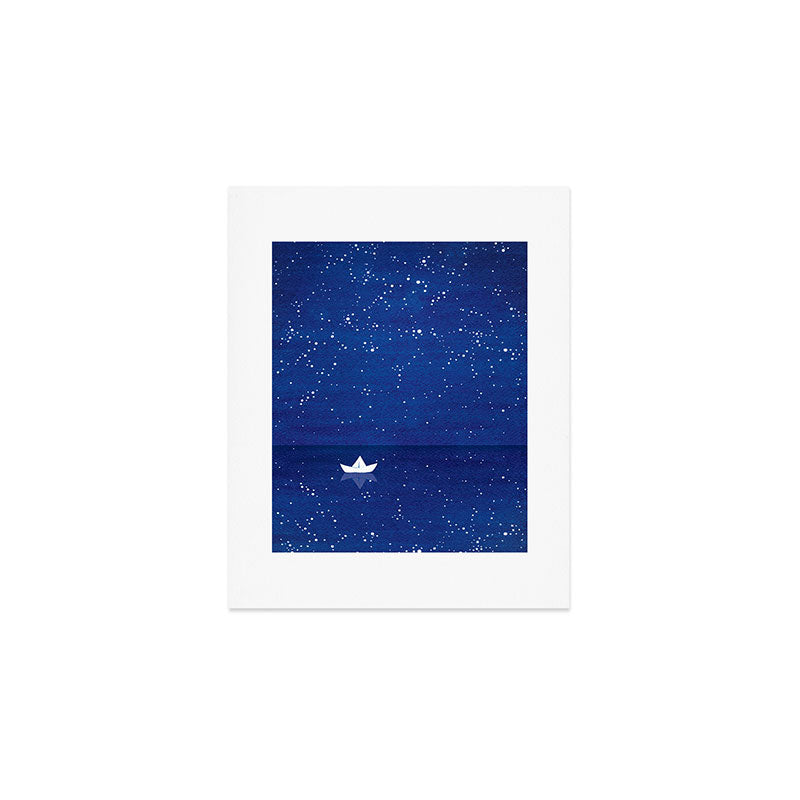 Zen sailing, ocean, stars Art Print Gallery Image 1