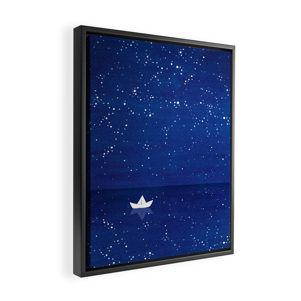 Zen sailing, ocean, stars Framed Canvas Print Gallery Image 2