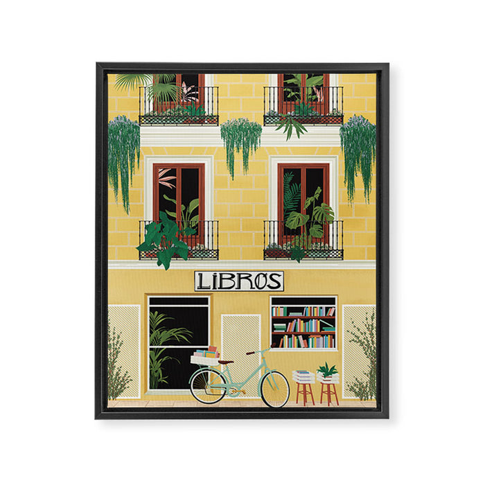 Madrid Book Shop Framed Canvas Print Gallery Image 1