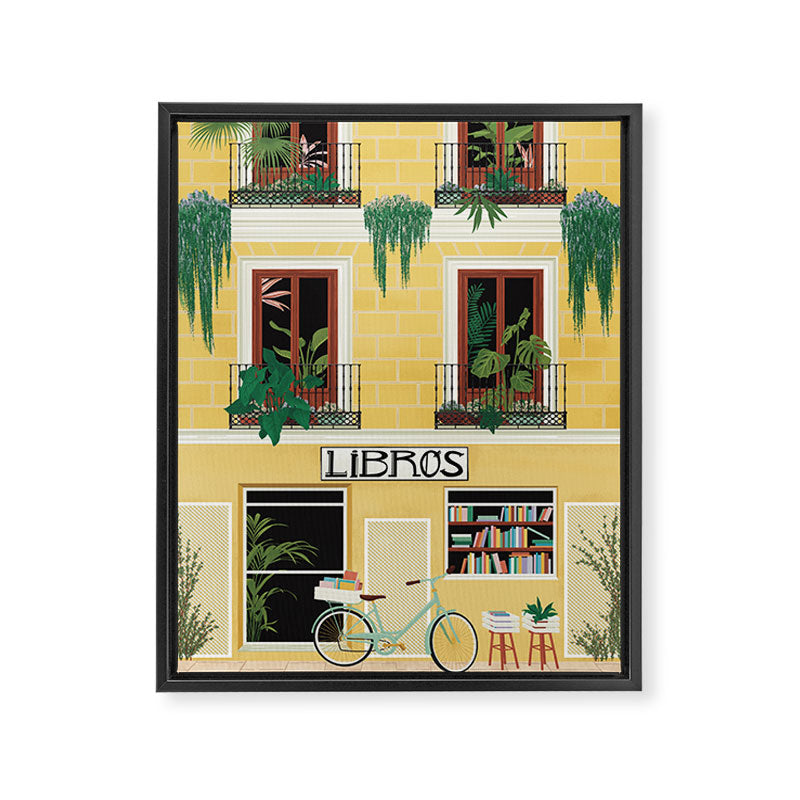 Madrid Book Shop Framed Canvas Print Gallery Image 6
