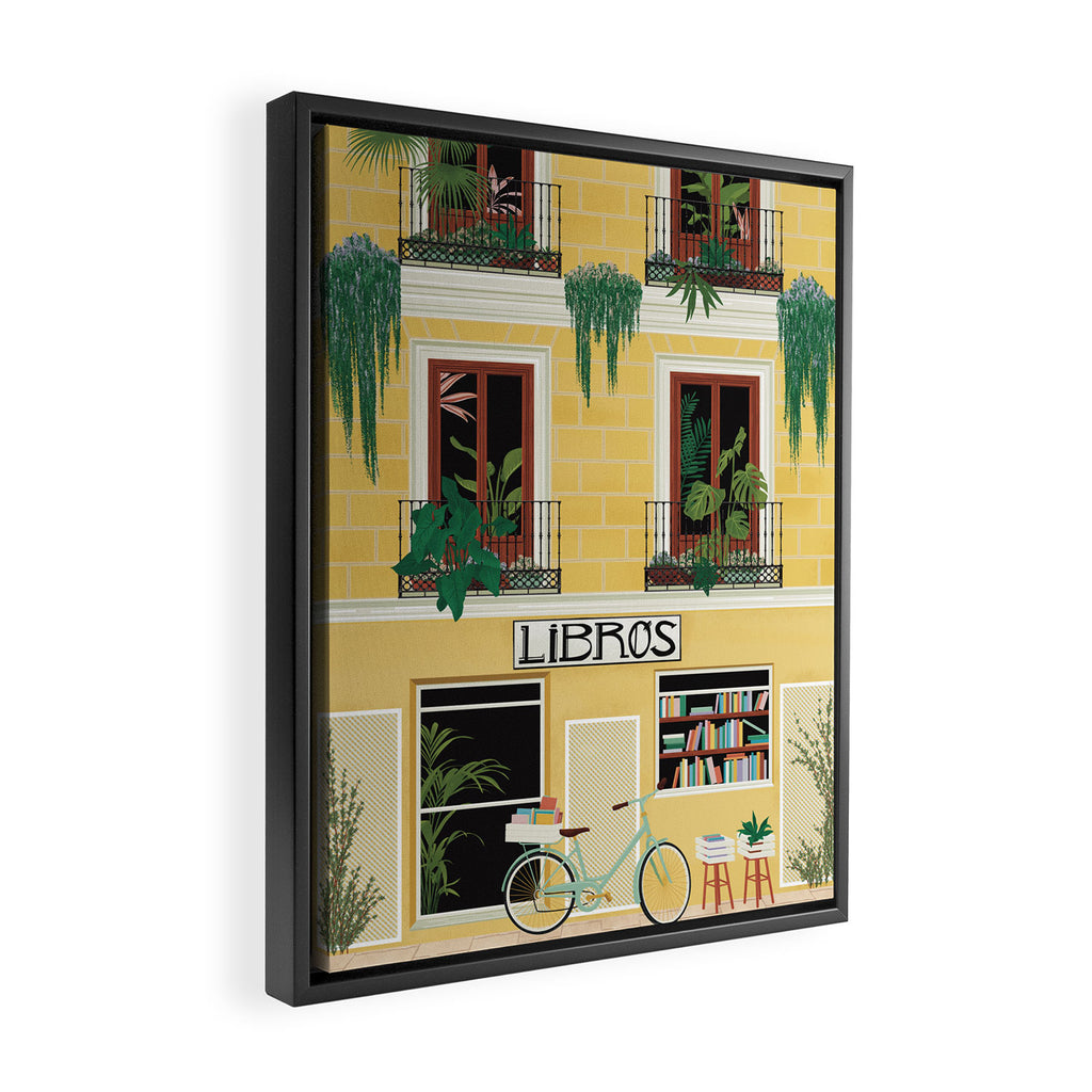 Madrid Book Shop Framed Canvas Print Gallery Image 2