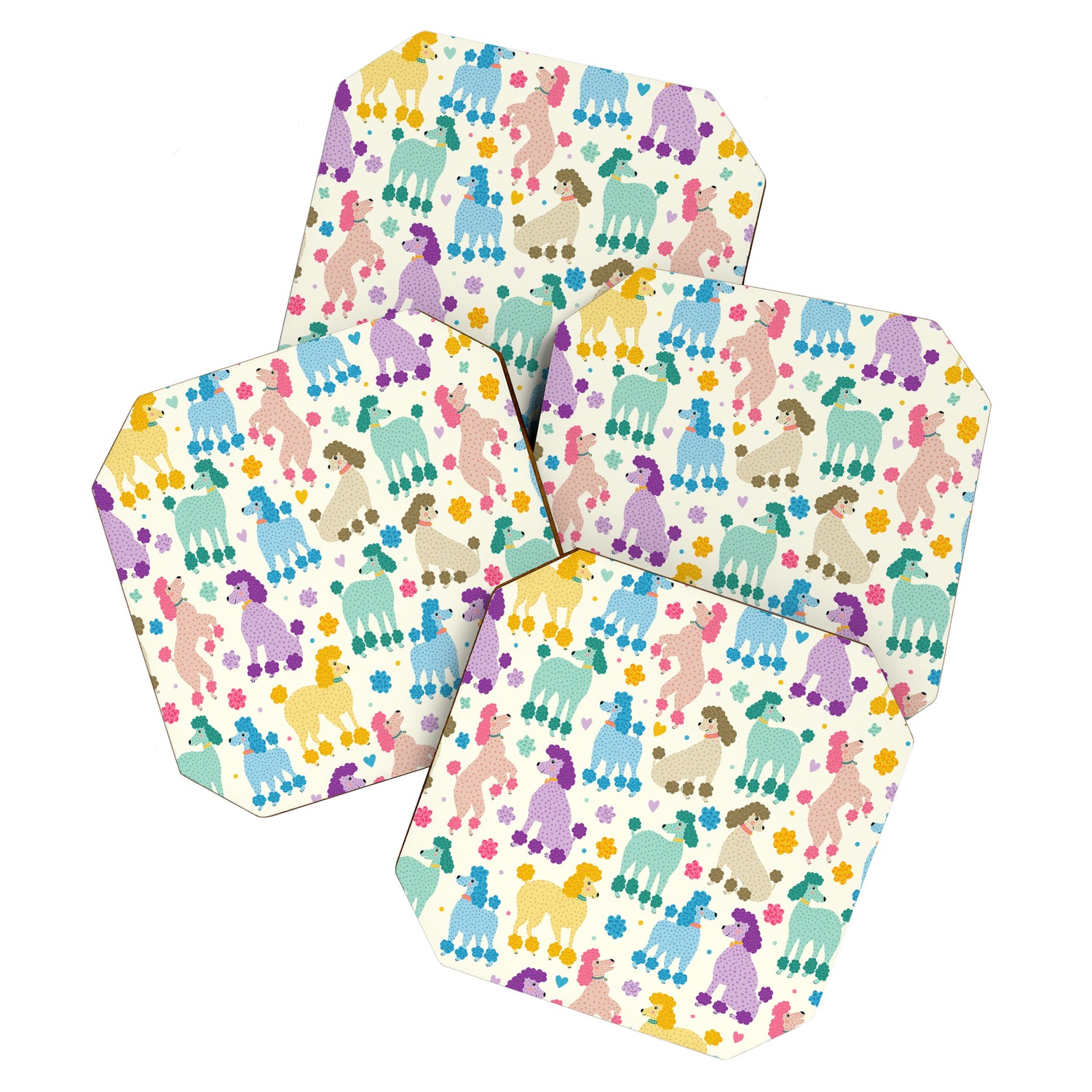 Rainbow Poodles by Veronique de Jong Coaster Gallery Image 1