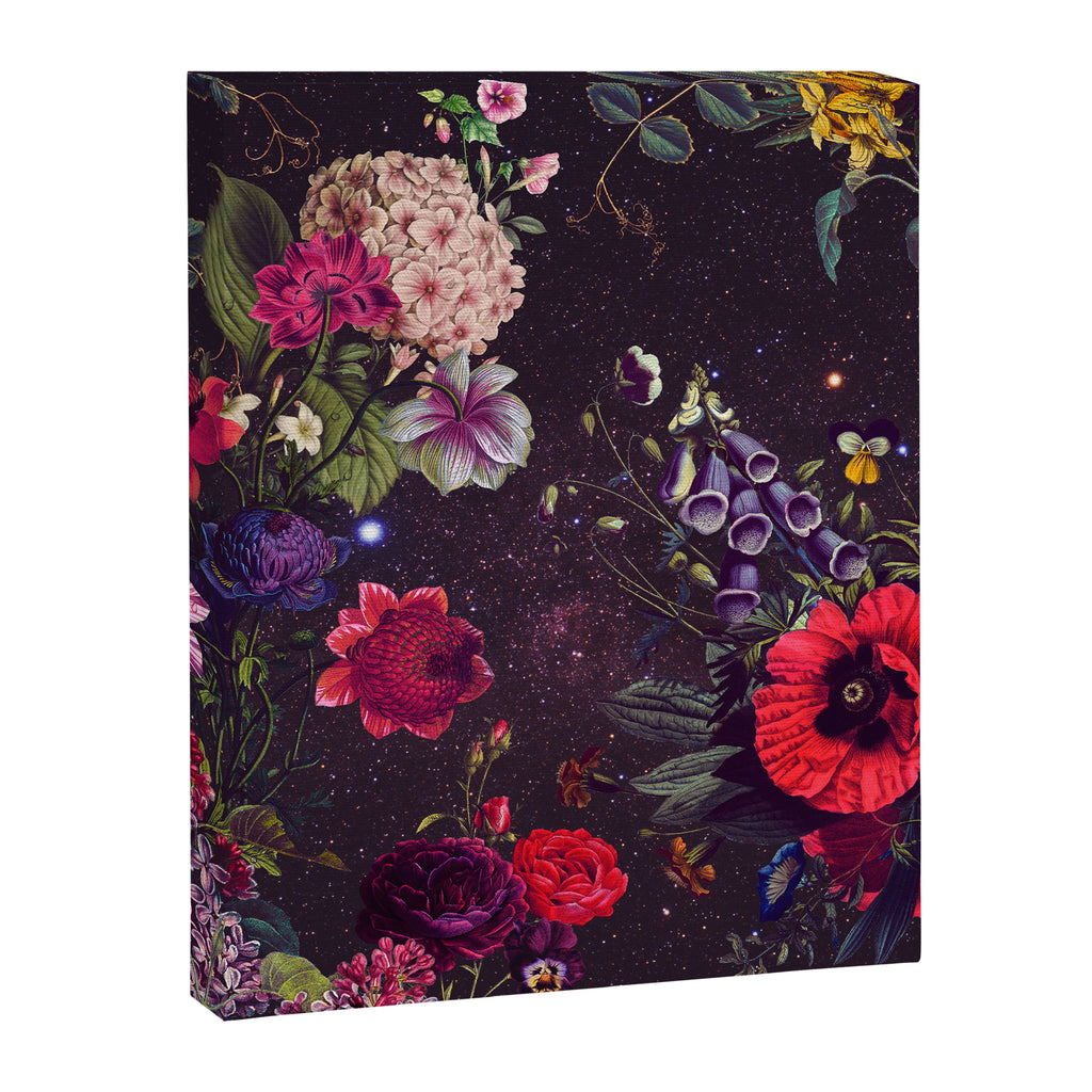Astro Garden - Space, Stars, Purple, Red, Pink, Blossom, Vibrant, Flower Garden Canvas Print Gallery Image 8