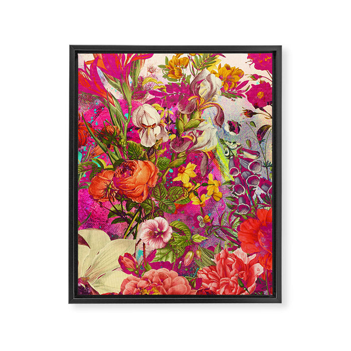 Atomic Garden - Vibrant Flowers Framed Canvas Print Gallery Image 1