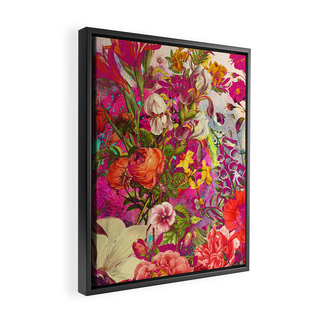 Atomic Garden - Vibrant Flowers Framed Canvas Print Gallery Image 2