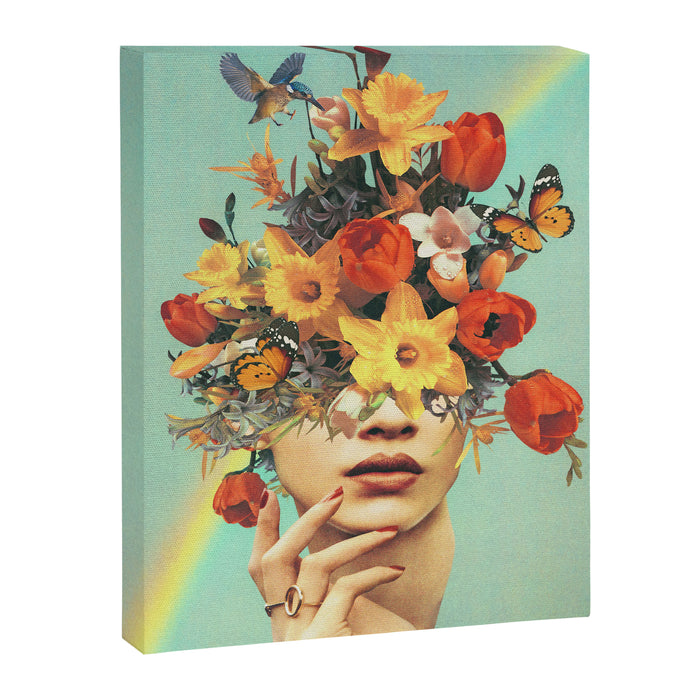 Baby's in bloom - Rainbow, flowers, birds,  butterflies Canvas Print Gallery Image 1