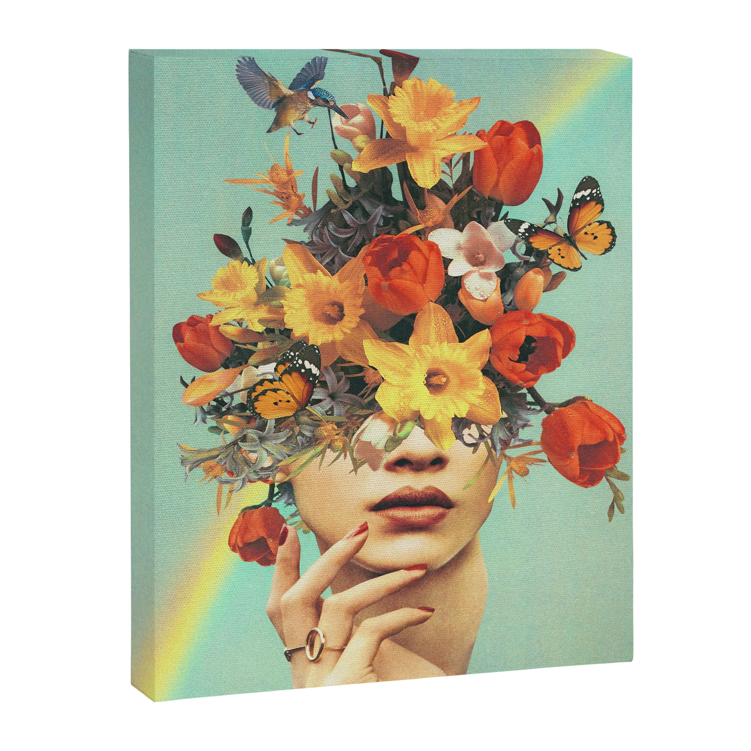 Baby's in bloom - Rainbow, flowers, birds,  butterflies Canvas Print Gallery Image 8