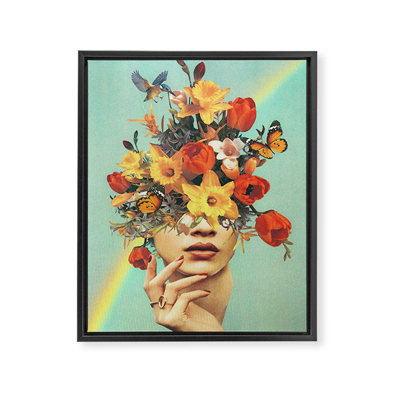 Baby's in bloom - Rainbow, flowers, birds,  butterflies Framed Canvas Print Gallery Image 8