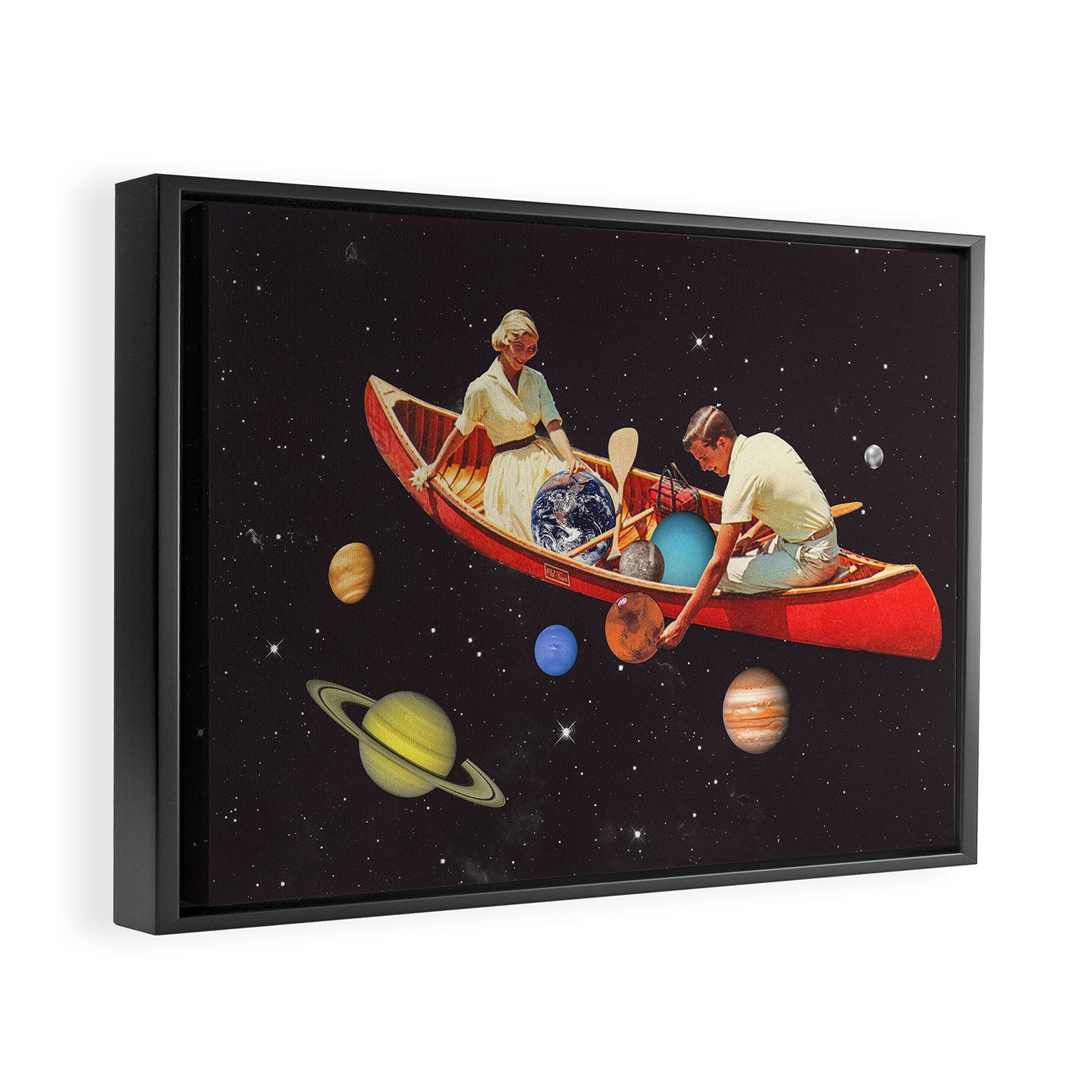 Big Bang Generation - A romantic boat ride amongst planets & stars in space Framed Canvas Print Gallery Image 2