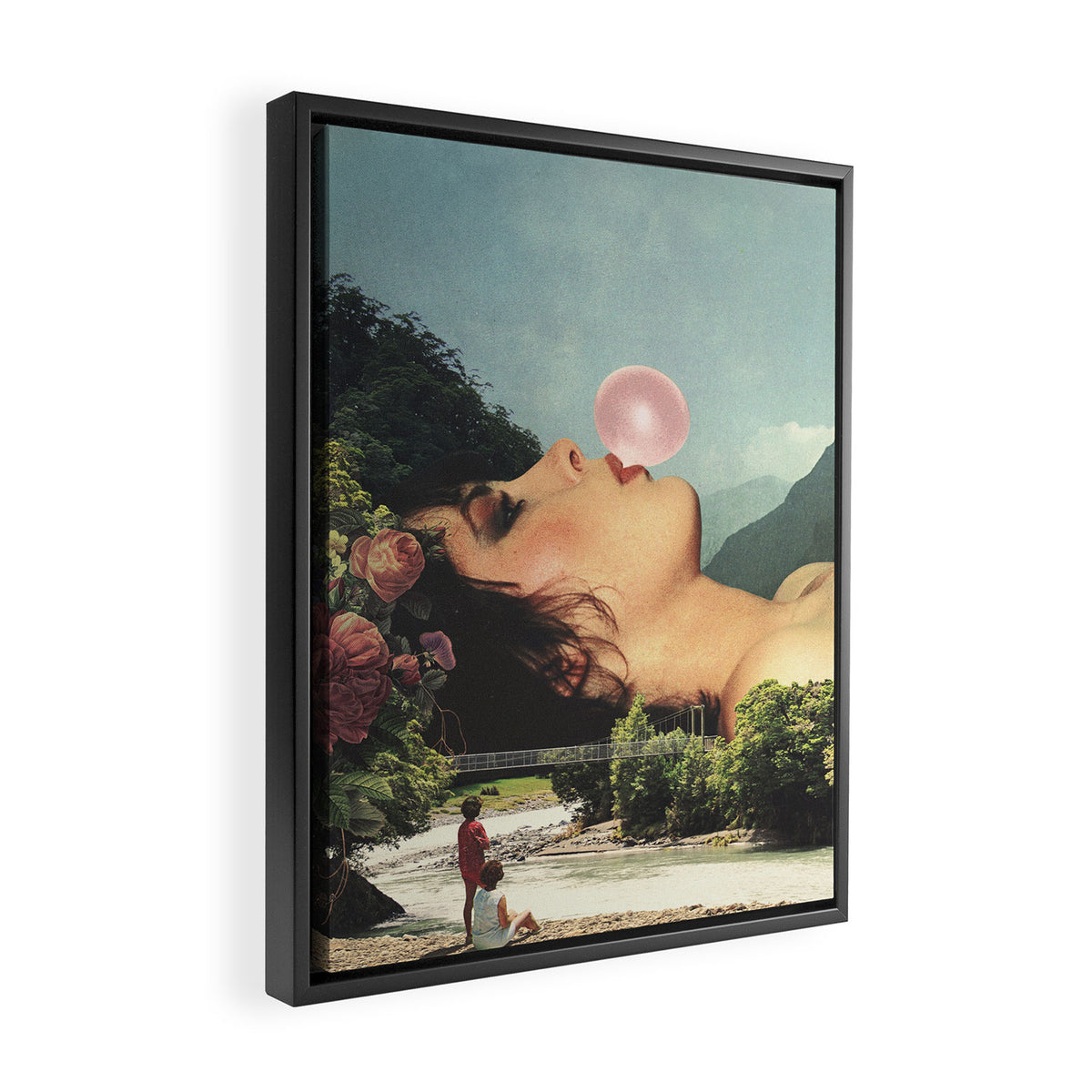 Bubble gum girl Framed Canvas Print Gallery Image 2