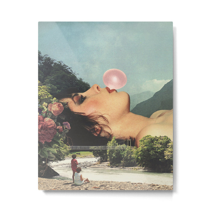 Bubble gum girl Metal Print Gallery Image 1
