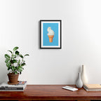 Cat Ice Cream - Blue Framed Art Print Gallery Image 2