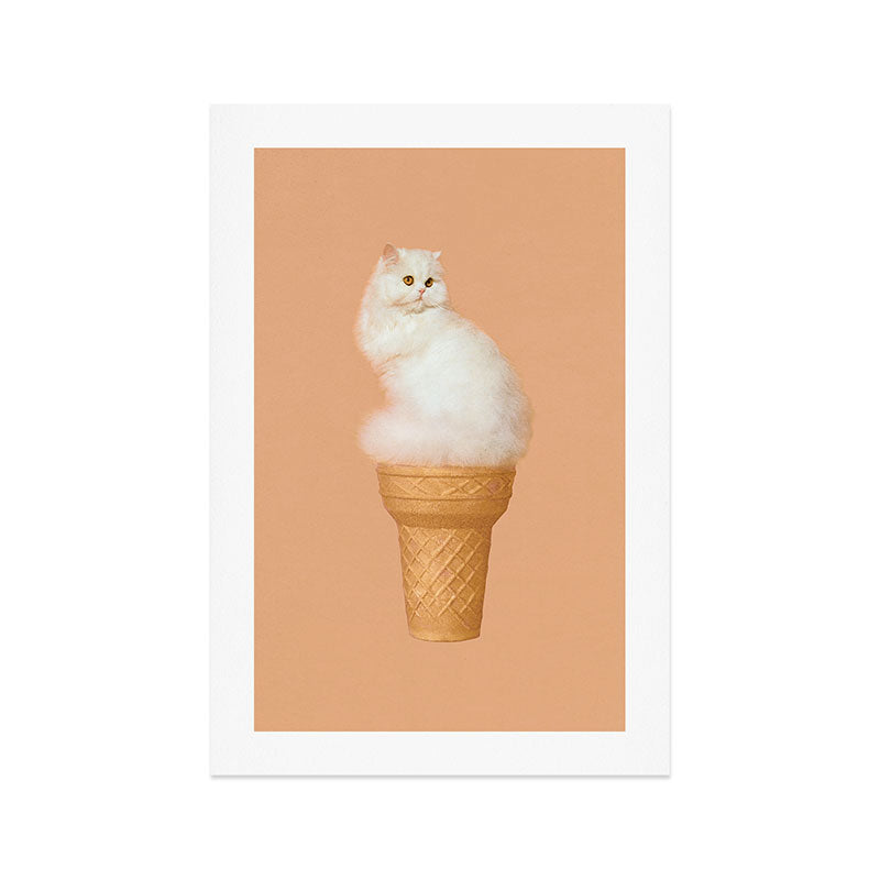 Cat Ice Cream - Peach Art Print Gallery Image 1