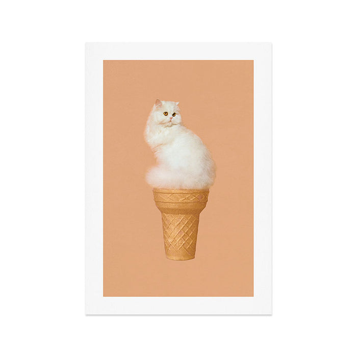 Cat Ice Cream - Peach Art Print Gallery Image 1
