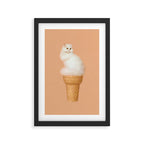 Cat Ice Cream - Peach Framed Art Print Gallery Image 2