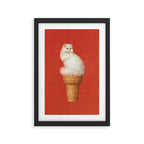 Cat Ice Cream - Red Framed Art Print Gallery Image 3