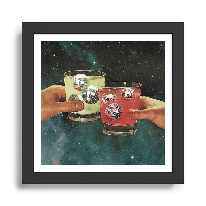 Cosmic Cheers - Disco Ball Margarita Framed Art Print Gallery Image 1