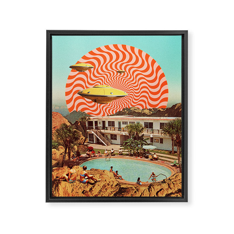 Cosmic UFO Pool Party Framed Canvas Print Gallery Image 6