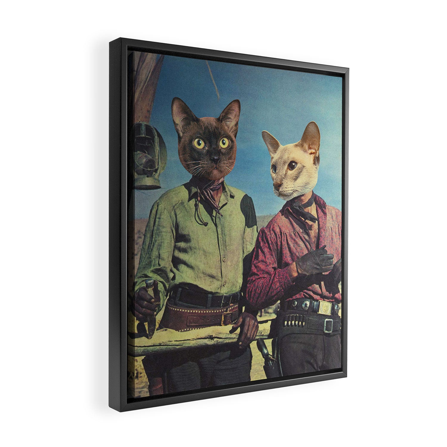 Cowboy Cats - Double trouble Framed Canvas Print Gallery Image 2