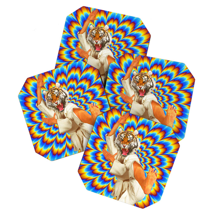 Fighting Tiger - Optical illusion  Coaster Gallery Image 1