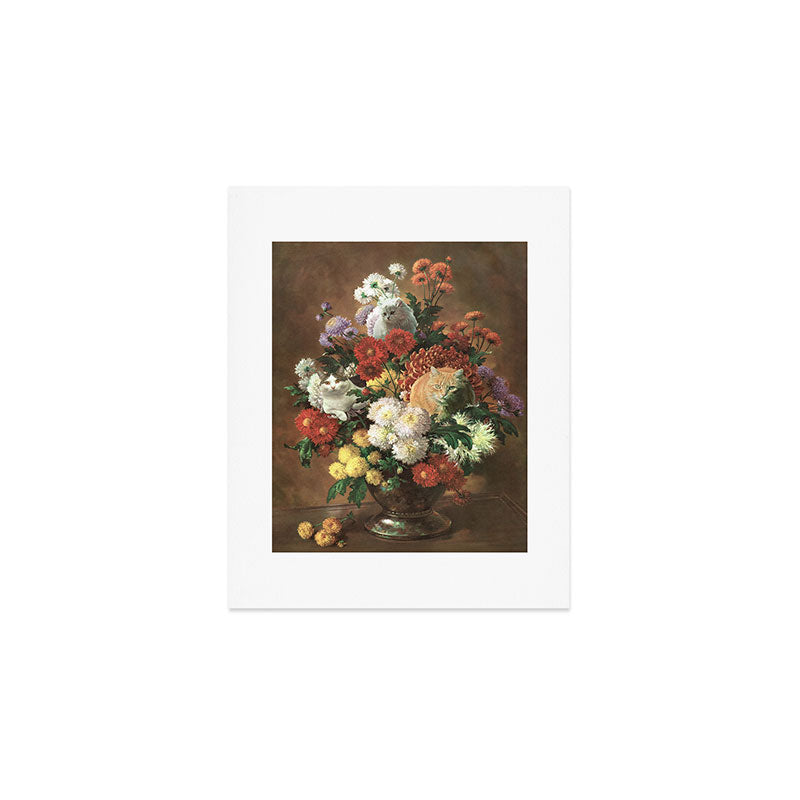 Flower Cats - Botanical cat arrangement Art Print Gallery Image 1
