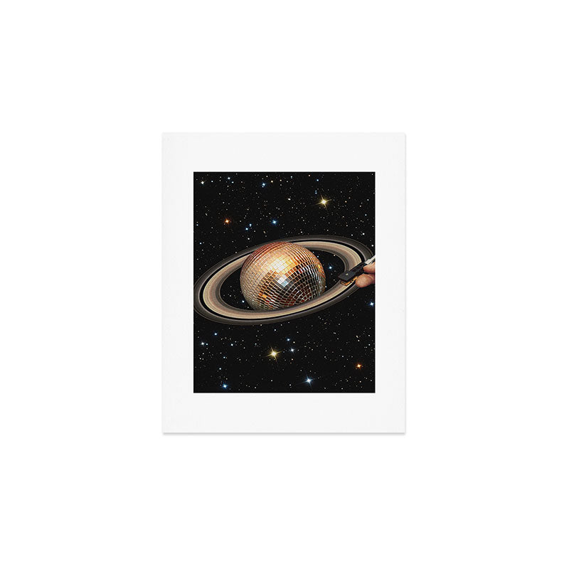 Galactic DJ II - Saturn Disco Ball Art Print Gallery Image 1