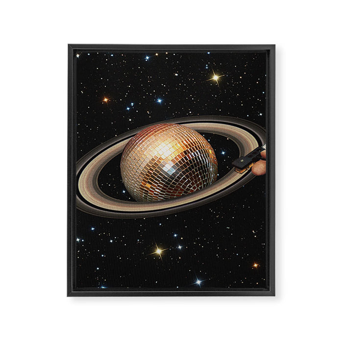 Galactic DJ II - Saturn Disco Ball Framed Canvas Print Gallery Image 1
