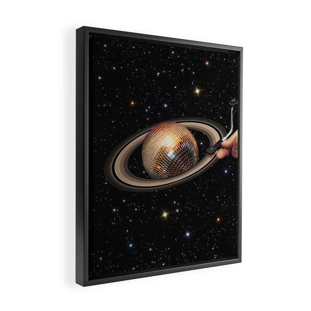 Galactic DJ II - Saturn Disco Ball P Framed Canvas Print Gallery Image 2