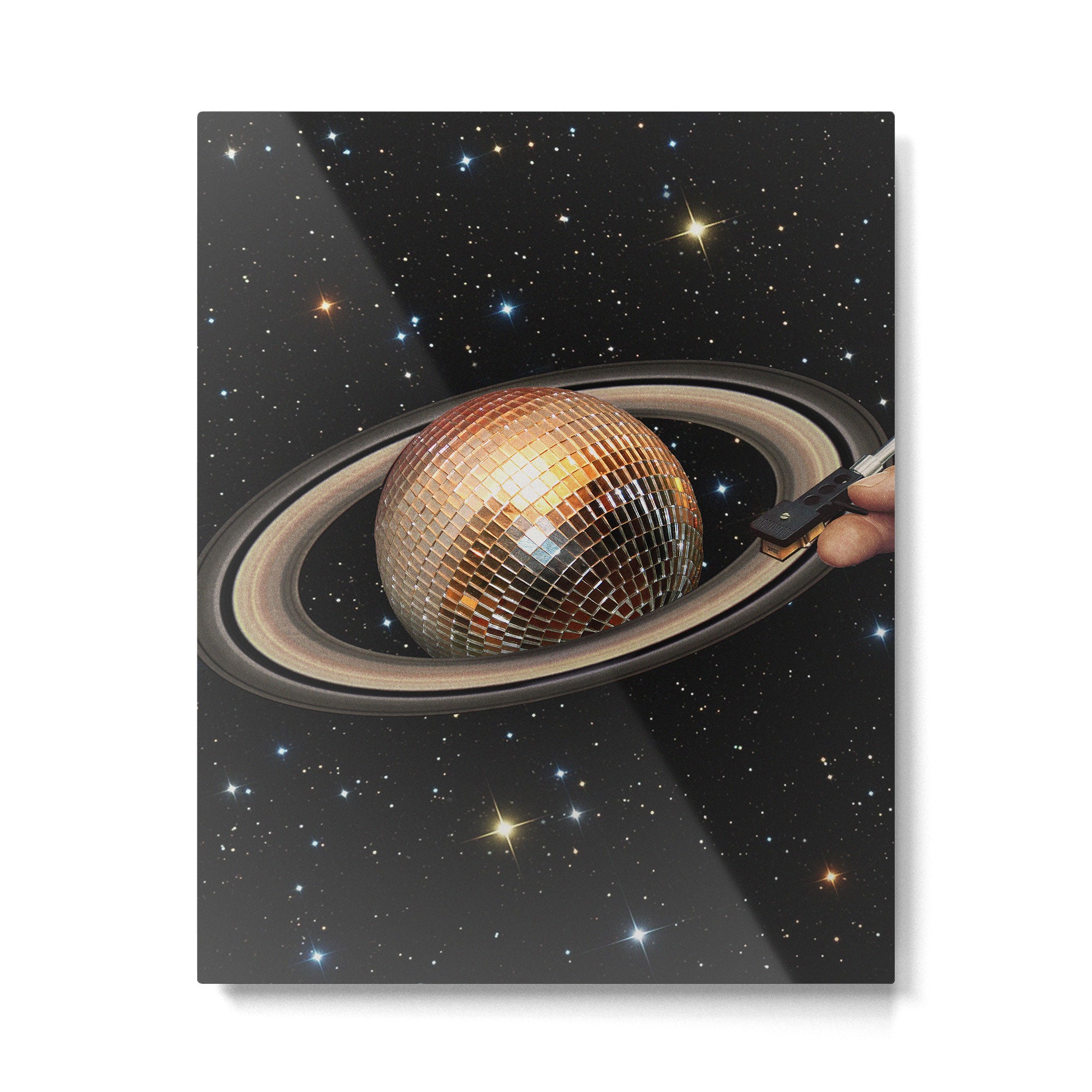 Galactic DJ II - Saturn Disco Ball Metal Print Gallery Image 6