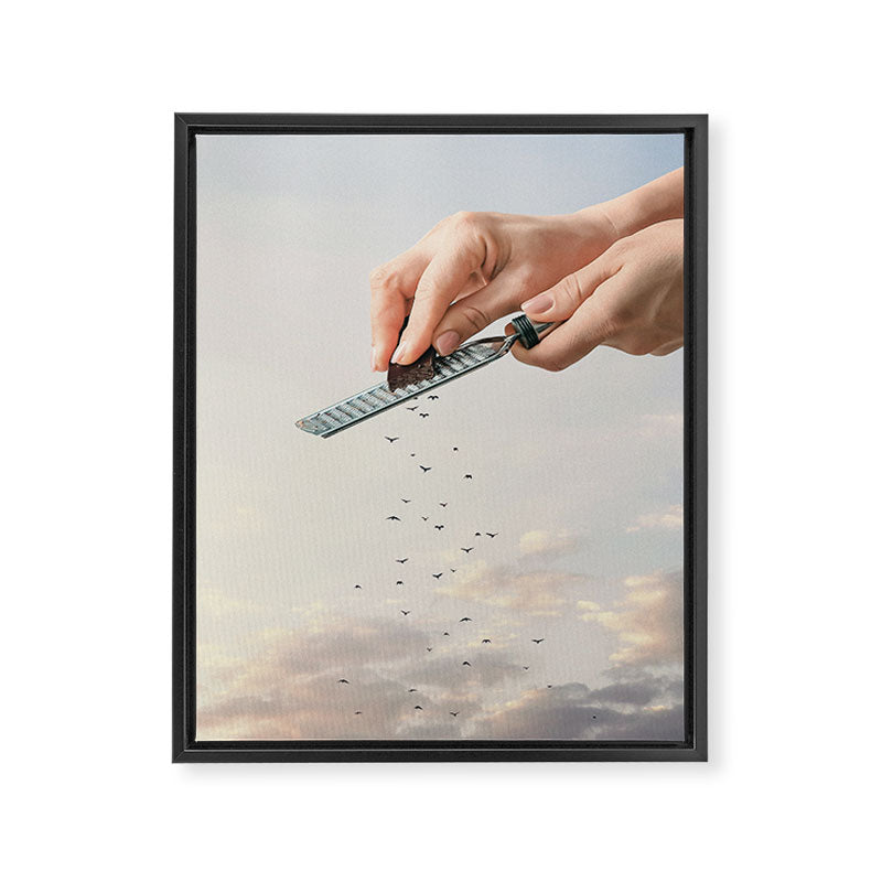 Garnished Flock - Flying Chocolate Birds Framed Canvas Print Gallery Image 8