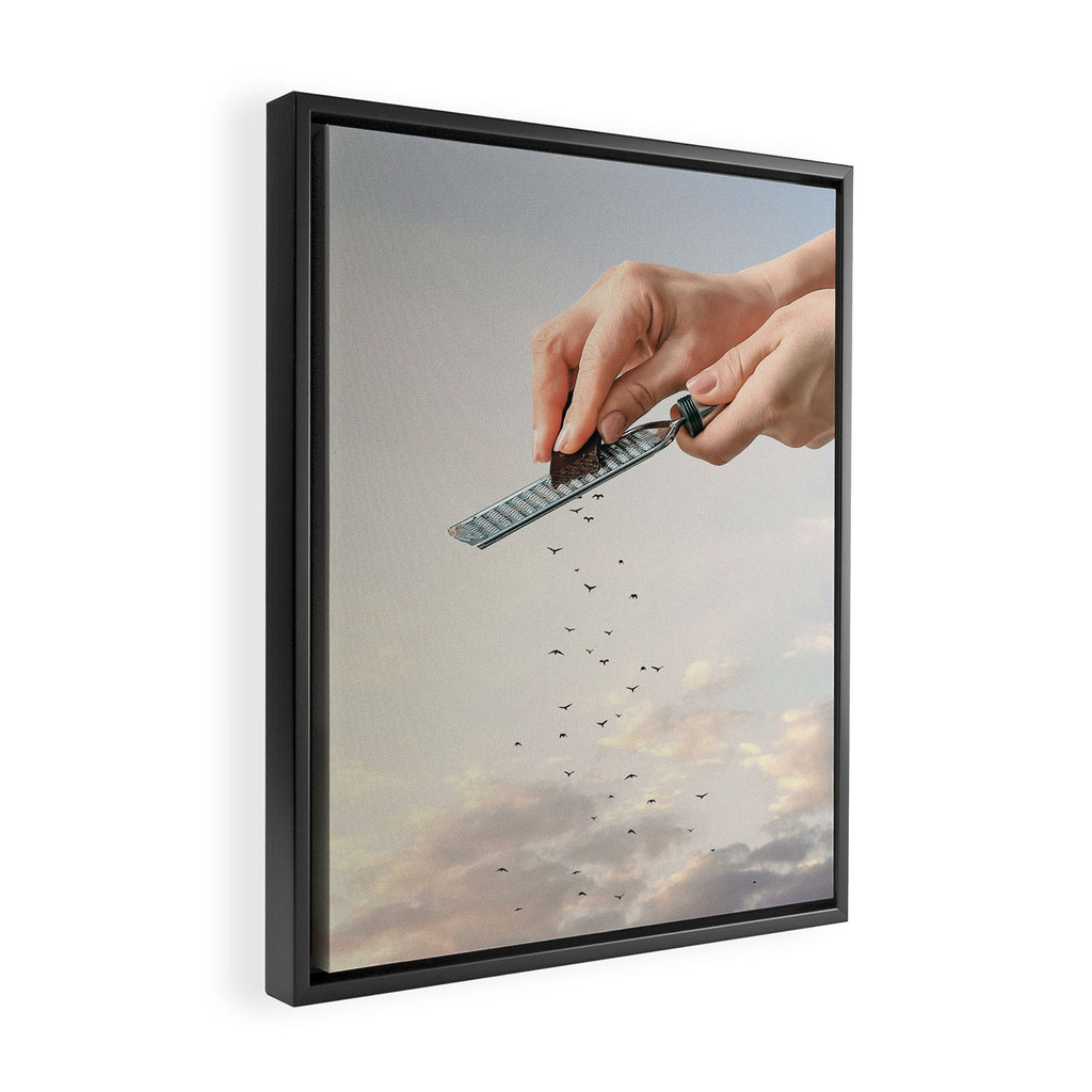 Garnished Flock - Flying Chocolate Birds Framed Canvas Print Gallery Image 2