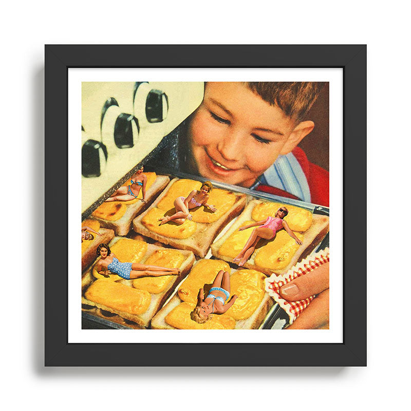 Girls on toast - Grilled Cheese Tan Framed Art Print Gallery Image 1