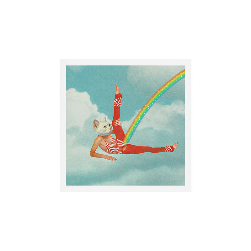 Kitty Cat's Rainbow Workout - Retro Cat Art Print Gallery Image 1